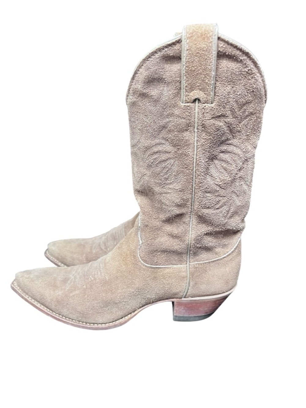 Vintage Justin All Suede Leather Woman’s Western Boots Tan Size 8.5 B - Picture 2 of 10